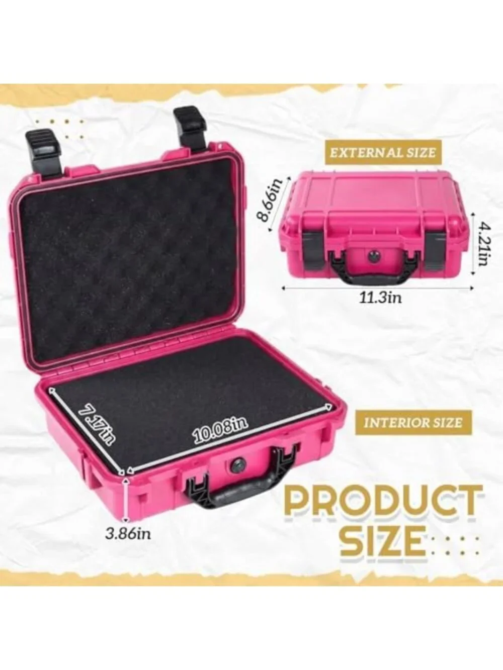 Stylish Hard Case 11.3x8.6x4.2 Inch, Grid Shell Design, Rose Red - Durable